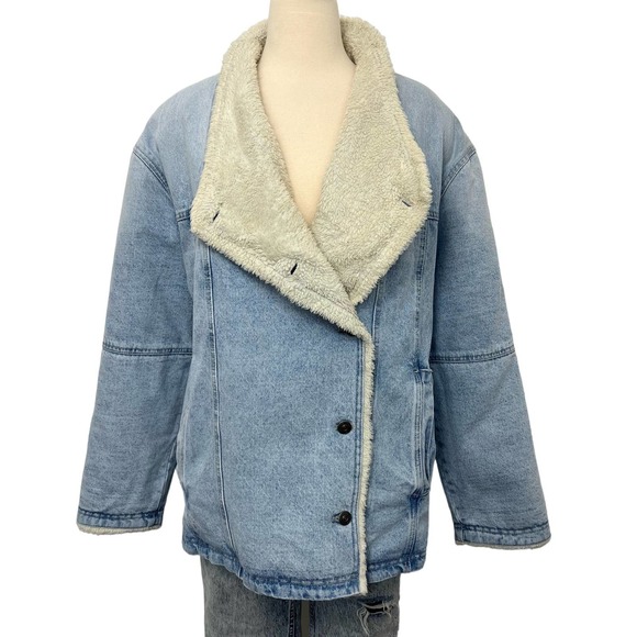 Free People Jackets & Blazers - Free People Twisted Heart Cozy Denim Jacket Sherpa Lined | Size: Large